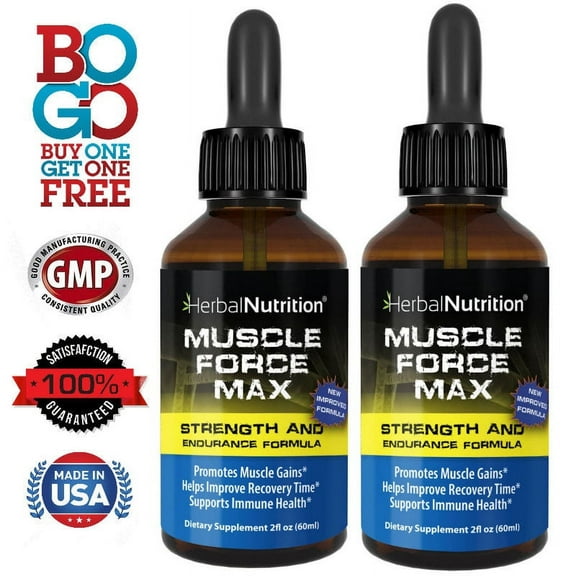 Body Building Supplement Muscle Force Max Strength & Endurance Drops 175mg of Proprietary Growth Formula, Muscle Building and Recovery
