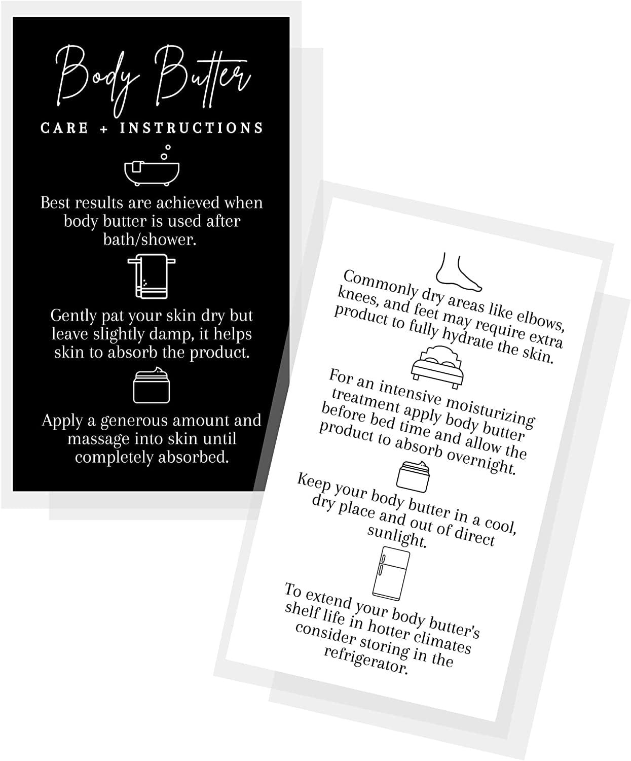 Body Butter Care Cards – 50 Pack Business Size With Instructions | For Handmade Sellers & Small Businesses - View #8