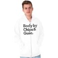 thumbnail image 1 of Body By Chips Guacamole Funny Saying Zip Up Hoodie Men's Women's Brisco Brands L, 1 of 6