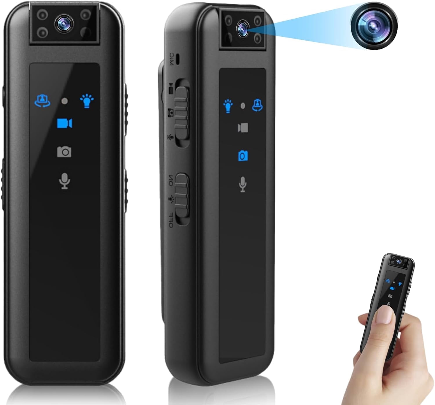 Body Camera with Audio and Video Recording, Mini Video Recorder with Night Vision, 1080P 180° Rotating Lens, Handheld Video Camera for Walking, Riding, Outdoors, and Home Use