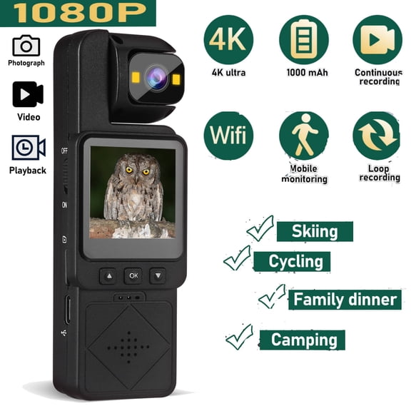 Body Camera with Audio and Video Recording 1080P FHD Mini Police Wearable Body Worn Cam Outdoor Video Recorder (32GB)