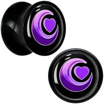 Body Candy 0 Gauge 2PC Black Acrylic Crescent Moon Heart Saddle Plugs Double Flare Plug Ear Plug Gauges 8mm
