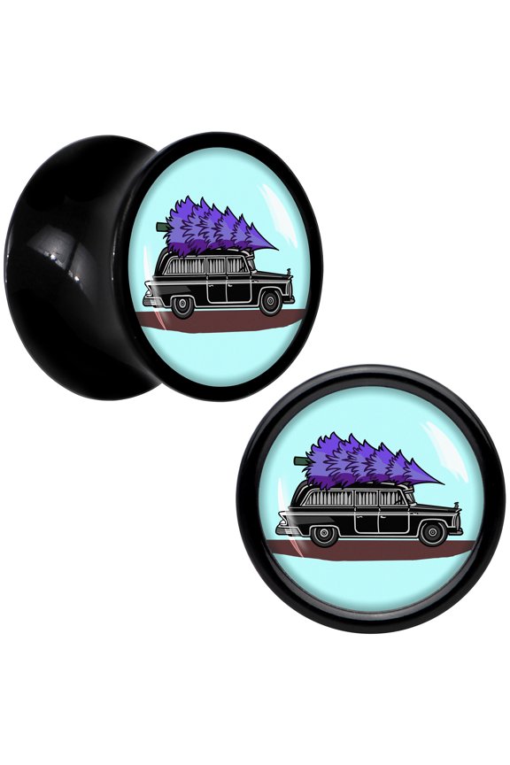 0 Gauge Holiday Christmas Hearse Black Acrylic Saddle Plug Set