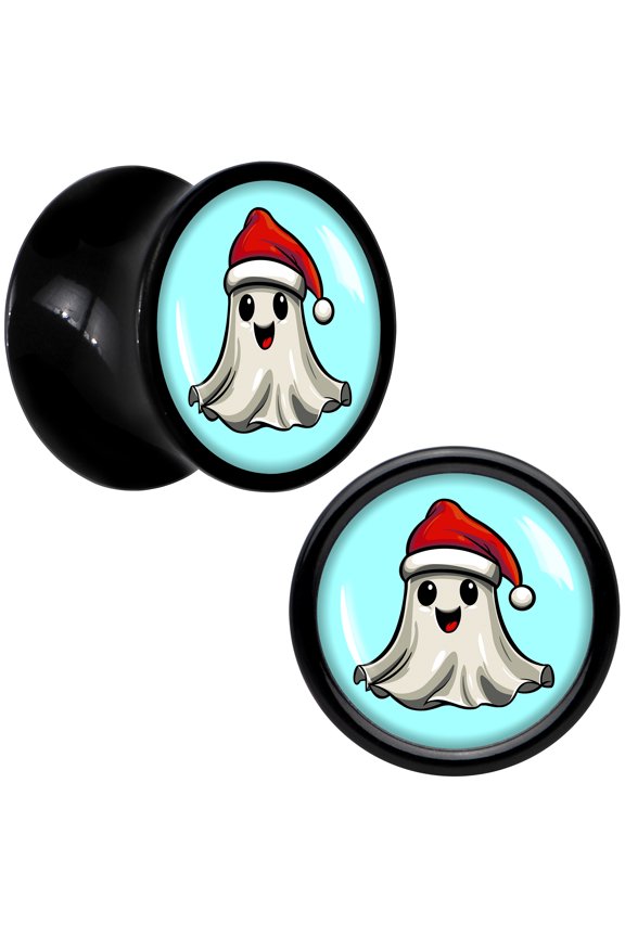 0 Gauge Holiday Christmas Spirit Ghost Black Acrylic Saddle Plug Set