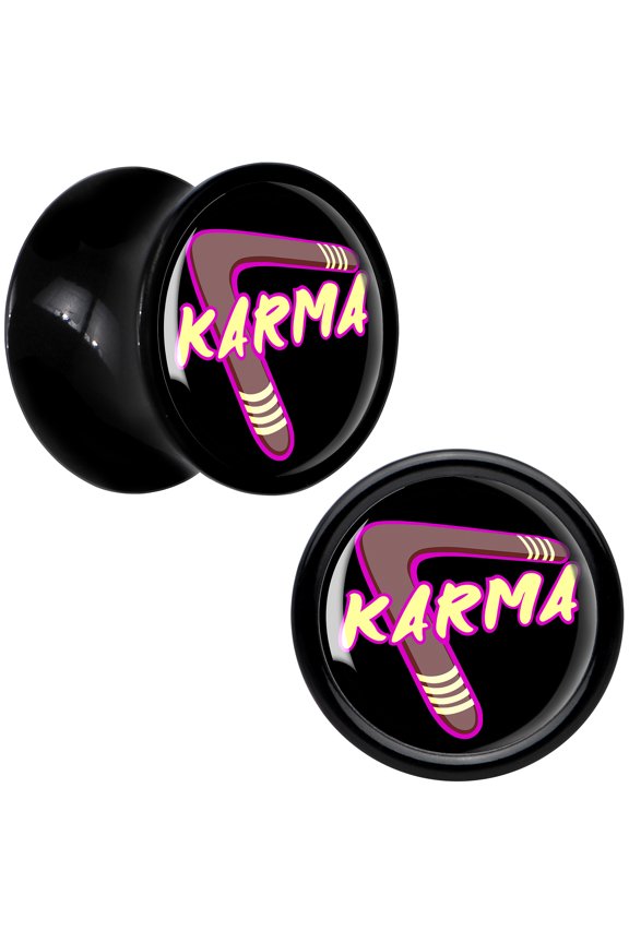 0 Gauge Karmic Boomerang Acrylic Saddle Plug Set