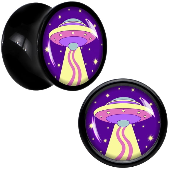 Body Candy 0 Gauge Style Space Invasion UFO Acrylic Saddle Plug Set