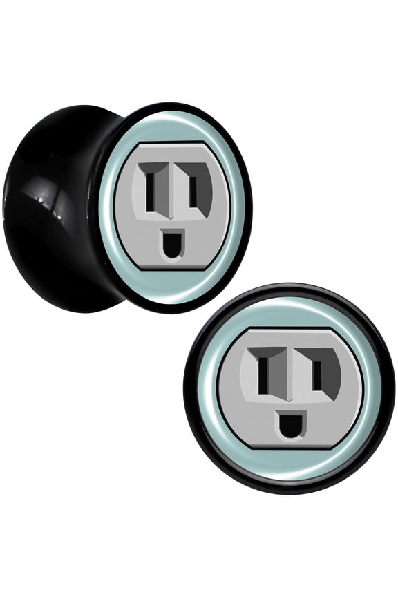 00 Gauge 2PC Black Acrylic Smiling Plug Outlet Saddle Plugs Double Flare Plug Ear Plug Gauges 10mm