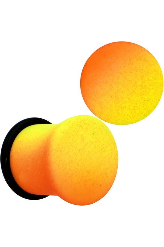 00 Gauge 2Pc Ear Plugs Yellow Orange Ombre Matte Acrylic Single Flare Ear Plug Gauges Set of 2