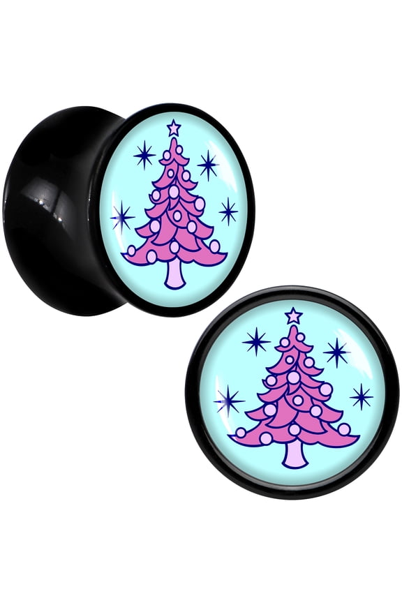 00 Gauge Pastel Christmas Tree Holiday Acrylic Saddle Plug Set