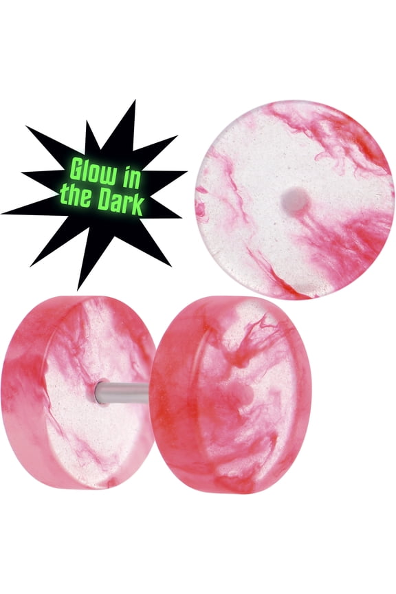 00 Gauge Pink Glow in the Dark Two Tone Cheater Plug Set Acrylic for Women