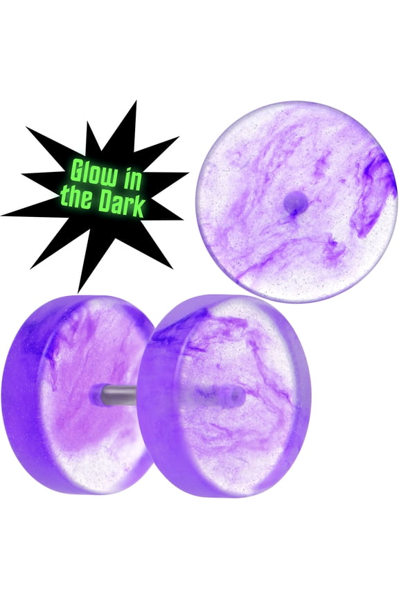 00 Gauge Purple Glow in the Dark Two Tone Cheater Plug Set Acrylic for Women