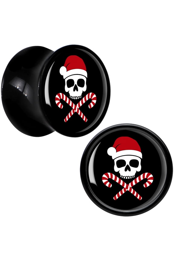 00 Gauge Santa Pirate Candy Cane Skull Acrylic Saddle Plug Set
