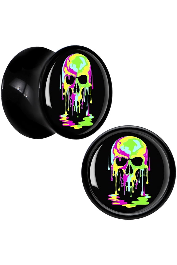 00 Gauge Ultra Bright Melting Skull Acrylic Saddle Plug Set