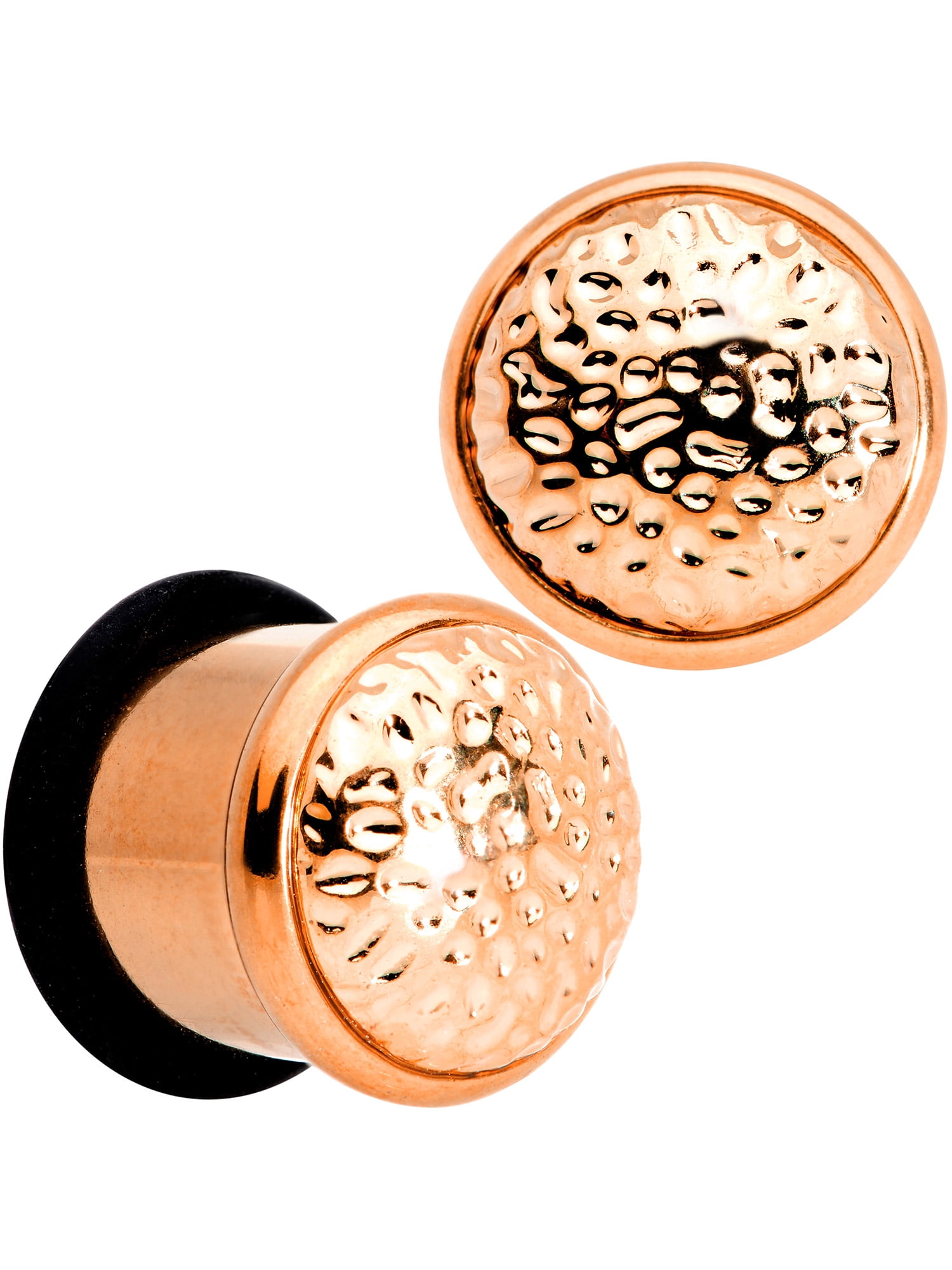 Body Candy 00G 2Pc Ear Plugs Plated Steel Hammered Finish Rosy Single Flare Ear Plug Gauges Set of 2 10mm