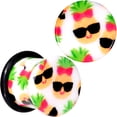 thumbnail image 1 of Body Candy 00G 2Pc Ear Plugs White Acrylic Cool Pineapple Single Flare Ear Plug Gauges Set of 2 10mm, 1 of 3