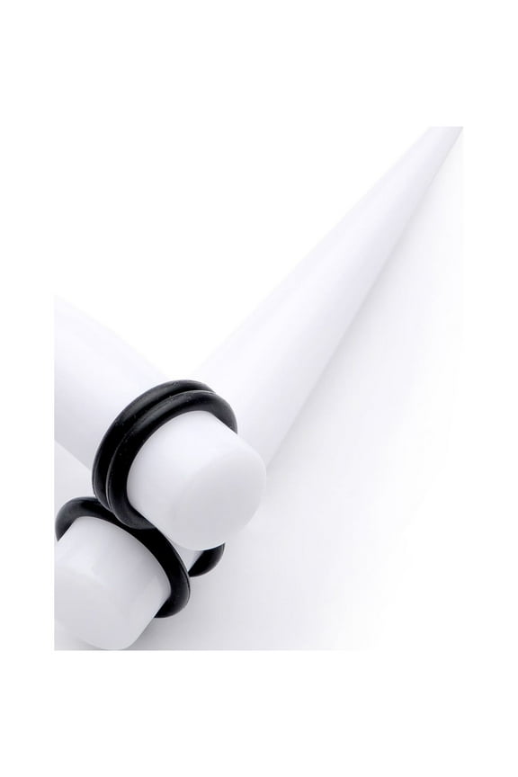 00G 2Pc Unisex Ear Expanders White Acrylic Straight Taper Ear Stretching Kit Set of 2 10mm
