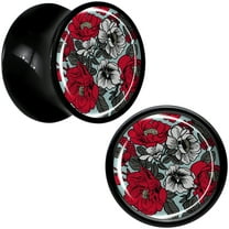 Body Candy 00g 2PC Black Acrylic Blossom Creation Vibrant Bloom of Flowers Saddle Plugs Double Flare Plug Ear Plug Gauges 10mm