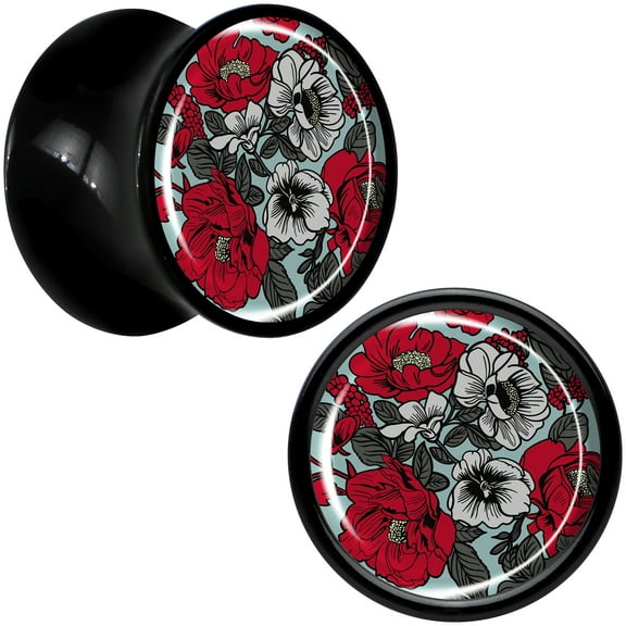 Body Candy 00g 2PC Black Acrylic Blossom Creation Vibrant Bloom of Flowers Saddle Plugs Double Flare Plug Ear Plug Gauges 10mm