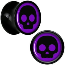 Body Candy 0g 2PC Black Acrylic Purple Simple Skull Saddle Plugs Double Flare Plug Ear Plug Gauges 8mm