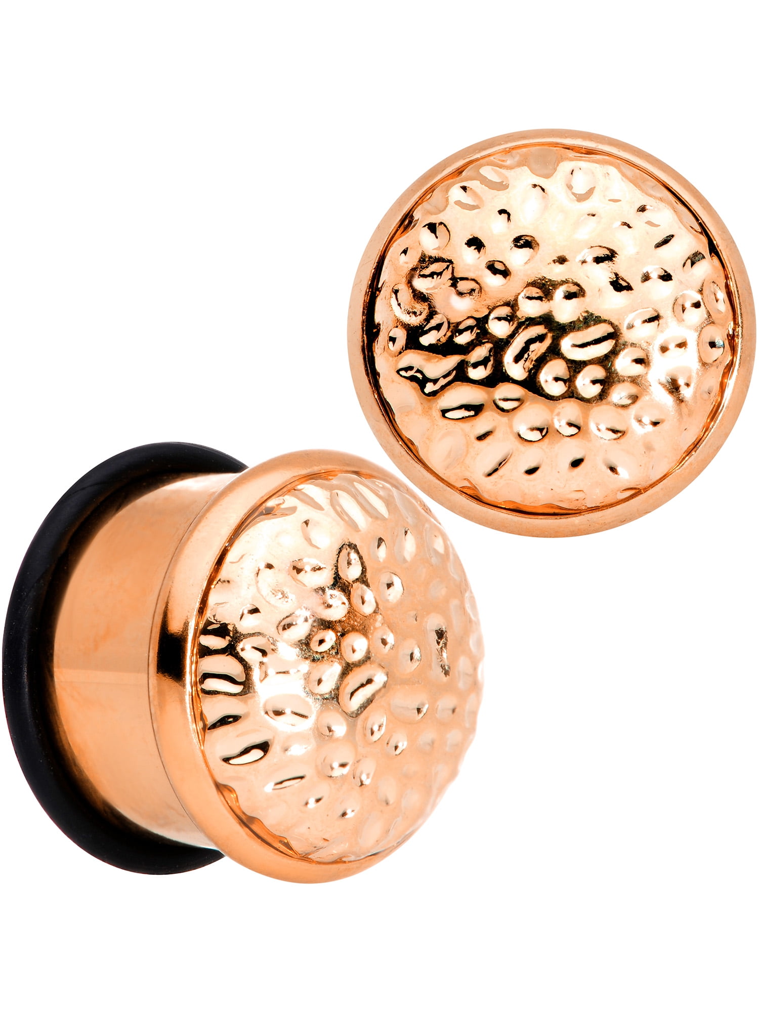 Body Candy 1/2" 2Pc Ear Plugs Plated Steel Hammered Finish Rosy Single Flare Ear Plug Gauges Set of 2 12mm