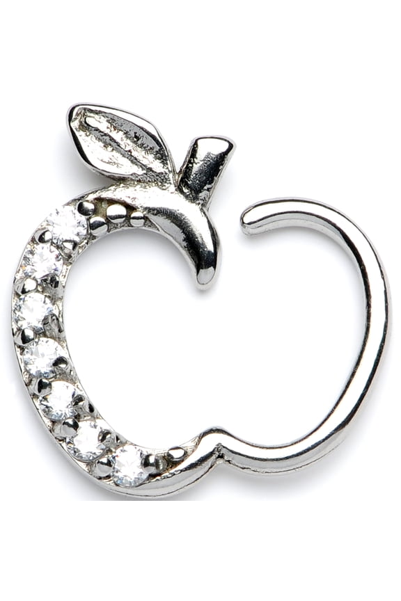 10mm Body Piercing Jewelry Steel 16G Right Closure Daith Clear Accent Apple Tragus Earring 3/8"