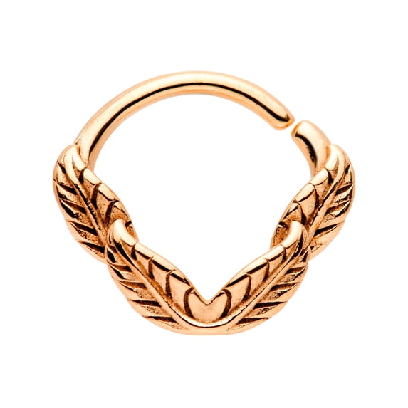 Body Candy 10mm Womens 16G PVD Steel Rosy Feathers Closure Ring Septum Daith Helix Tragus Rook 3/8"