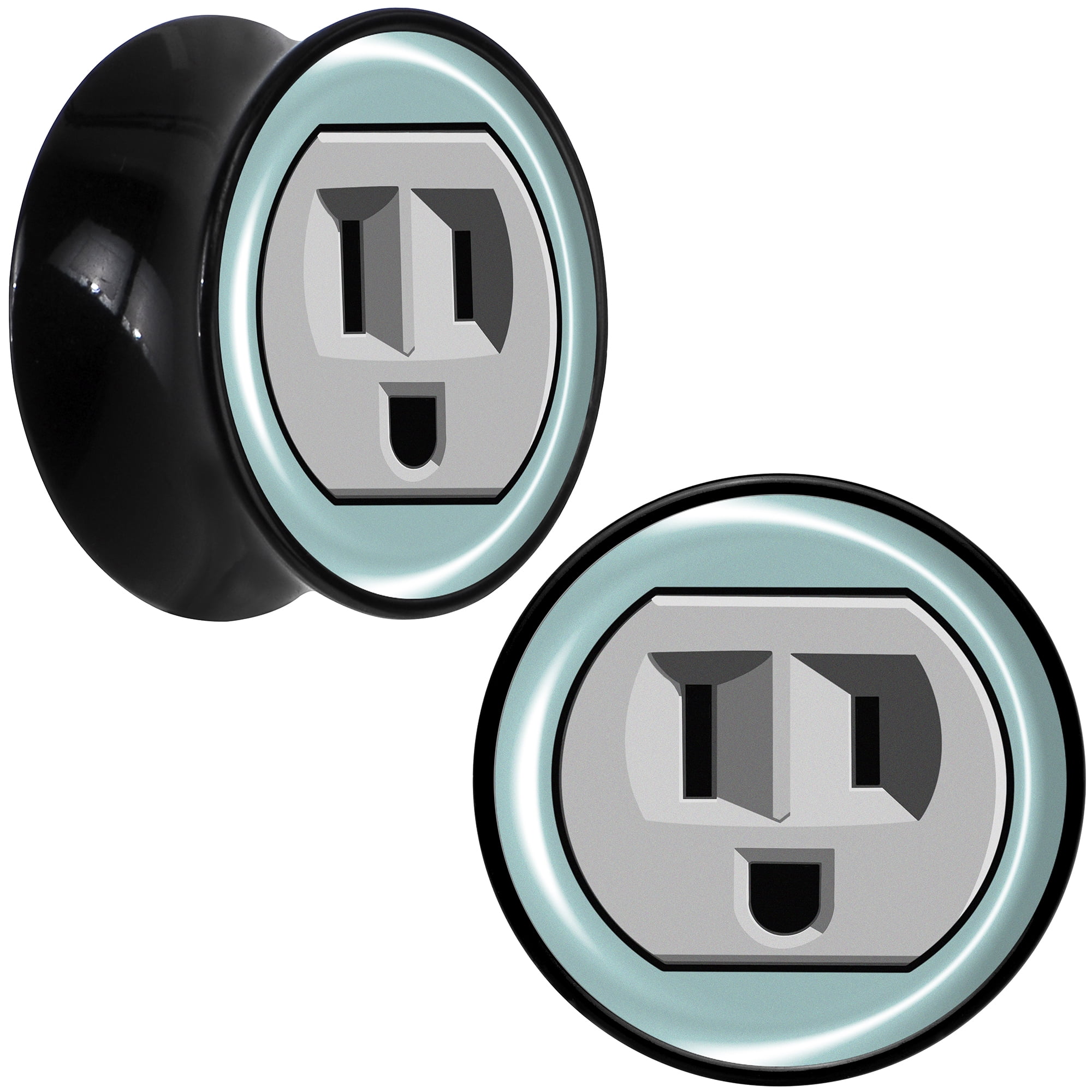 Body Candy 13/16" 2PC Black Acrylic Smiling Plug Outlet Saddle Plugs ...