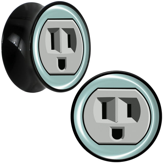 Body Candy 13/16" 2PC Black Acrylic Smiling Plug Outlet Saddle Plugs ...