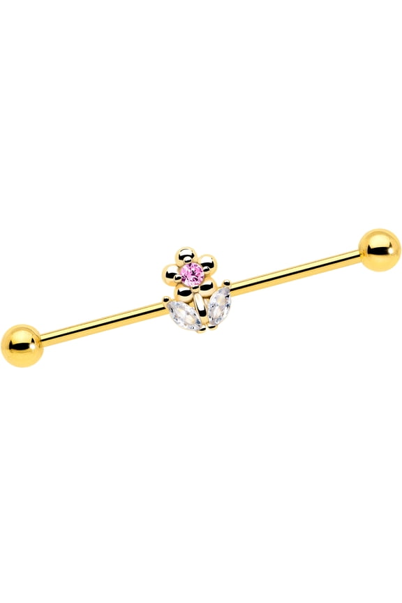 14G 1 1/2 Industrial Barbell - 316L Stainless Steel Cartilage Earring Bead Flower Helix Barbell for Women Men