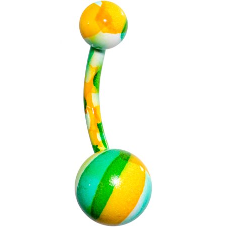 Body Candy 14G 3/8" 316L Stainless Steel Navel Ring Piercing Green Orange Camoufalge Belly Button Ring 10mm