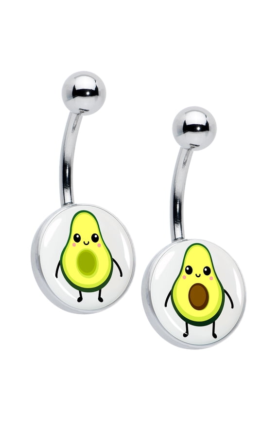 14G 316L Stainless Steel Belly Button Ring Piercing Avocado Oh Set of 2 Womens Mens Belly Button Ring