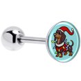 thumbnail image 1 of Body Candy 14G Christmas Tongue Ring - 316L Steel Straight Barbell Winter Holiday Wiener Dog Tongue Piercing for Women Men, 1 of 8