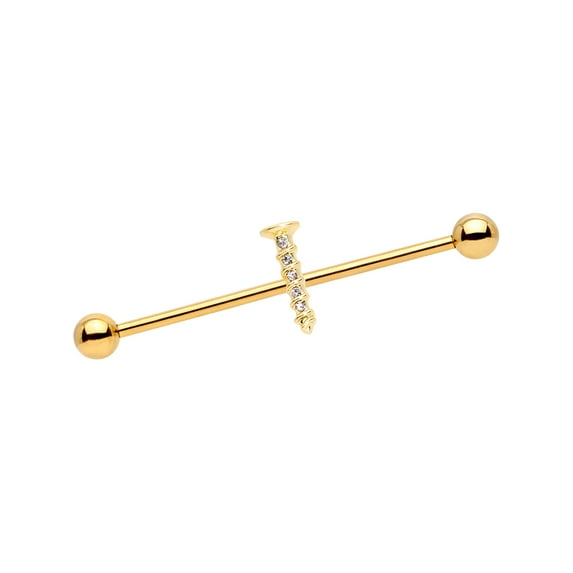 Body Candy 14G PVD Steel Helix Cartilage Iridescent Earring Clear Accent Screw Industrial Barbell 1 1/2"
