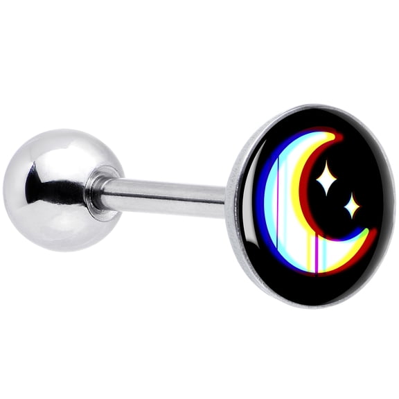 Body Candy 14G Women 316L Stainless Steel Chromatic Moon Mens Barbell Tongue Ring Body Piercing Jewelry 5/8?