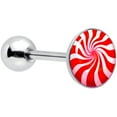 thumbnail image 1 of Body Candy 14G Women 316L Steel Holiday Peppermint Candy Barbell Tongue Ring Body Piercing Jewelry 5/8”, 1 of 8