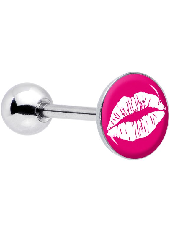 14G Women Stainless Steel Red Hot Lips Kiss Mens Barbell Tongue Ring Body Piercing Jewelry 5/8