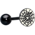 thumbnail image 1 of Body Candy 14G Women Steel Black Heart Spider Web Glow In Dark Mens Barbell Tongue Ring Body Piercing Jewelry 5/8”, 1 of 8
