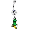 thumbnail image 1 of Body Candy 14G Womens 316L Steel Navel Ring Piercing Clear Accent Banana Alien Dangle Belly Button Ring 3/8”, 1 of 2