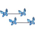 thumbnail image 1 of Body Candy 14G Womens Nipplerings Piercing 316L Stainless Steel 2Pc Chunky Butterfly Blue Mens Nipple Ring Set 9/16", 1 of 4