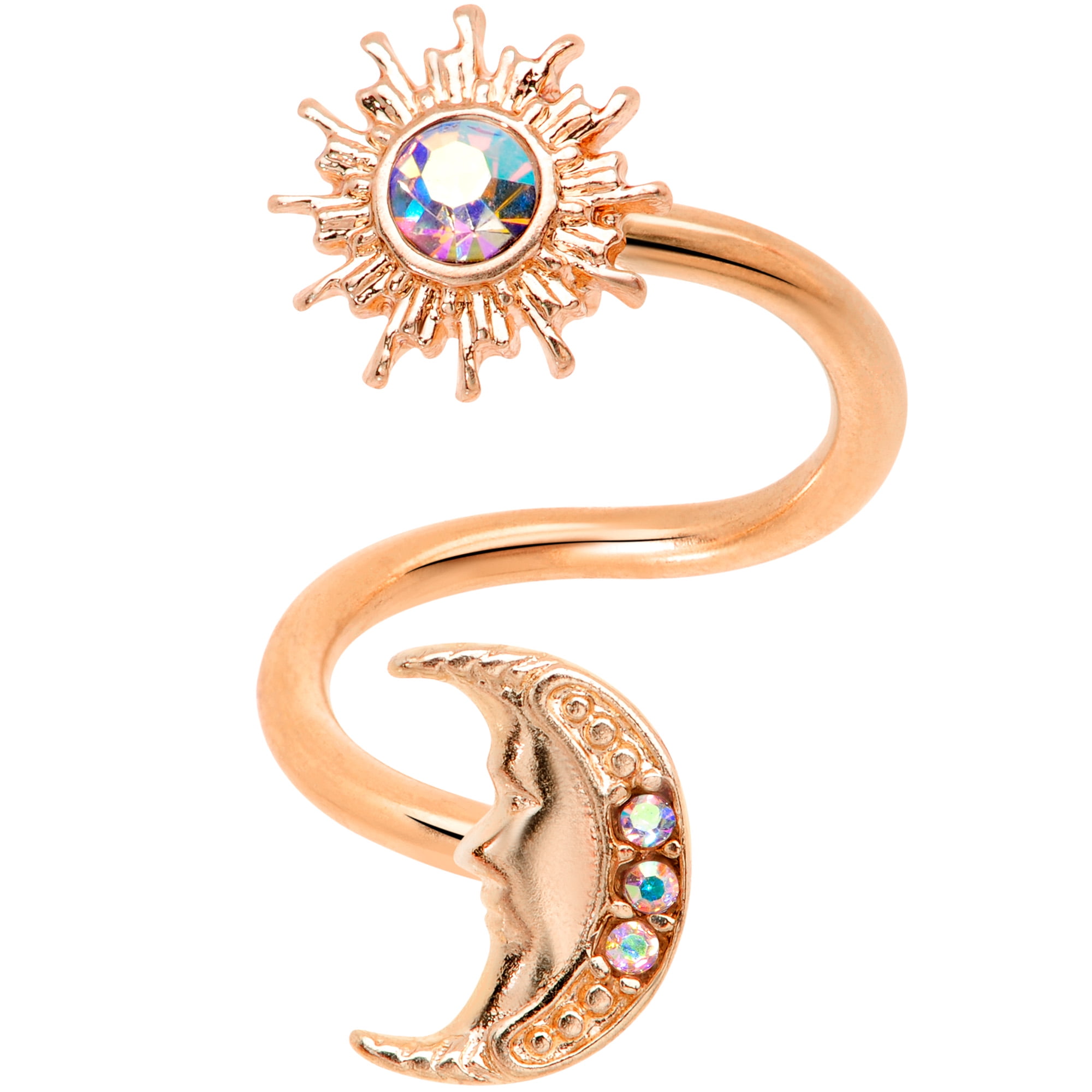 Body Candy 14G Womens Plated Steel Sun Rosy Aurora Accent Moon Spiral ...