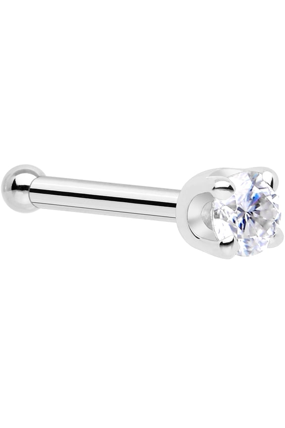 14k Solid Gold Nose Ring Studs -2mm Lab Created Diamond Nose Bone 20 GaugeReal White Gold Nose Ring - 14 K Gold Nose Stud, Nose Piercings, Gold Nose Studs for Women, Men