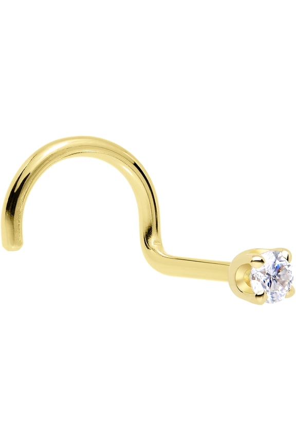 14k Solid Gold Nose Ring Studs -2mm Lab Created Diamond Right Side Nose Ring 18 GaugeReal White Gold Nose Ring - 14 K Gold Nose Stud, Nose Piercings, Gold Nose Studs for Women, Men