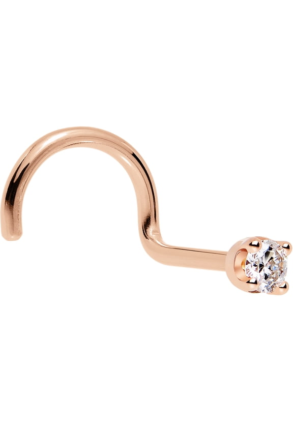 14k Solid Gold Nose Ring Studs -2mm Moissanite Right Side Nose Ring 18 GaugeReal Rose Gold Nose Ring Piercing Jewelry - 14 K Gold Nose Stud, Nose Piercings, Gold Nose Studs for Women, Men