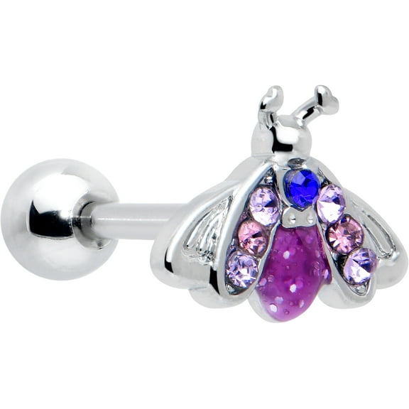 Body Candy 16 Gauge 1/4 Pink Blue Gem Beautiful Insect Cartilage Tragus Earring Stainless Steel for Women