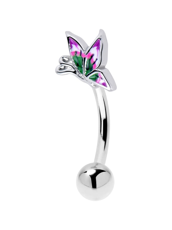 16 Gauge 5/16 Profile Butterfly Curved Eyebrow Ring Stainless Steel for Women