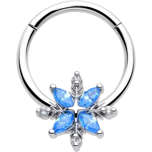 Body Candy 16G 10mm 316L Surgical Stainless Steel Segment Ring Classic Flower Blue for Septum Cartilage Helix Daith Tragus Conch Ear Lobe Helix Piercings Women Men Hypoallergenic
