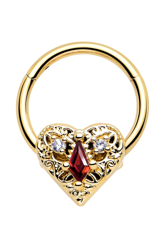 16G 10mm 316L Surgical Stainless Steel Segment Ring Heart Queen for Septum Cartilage Helix Daith Tragus Conch Ear Lobe Helix Piercings Women Men Hypoallergenic