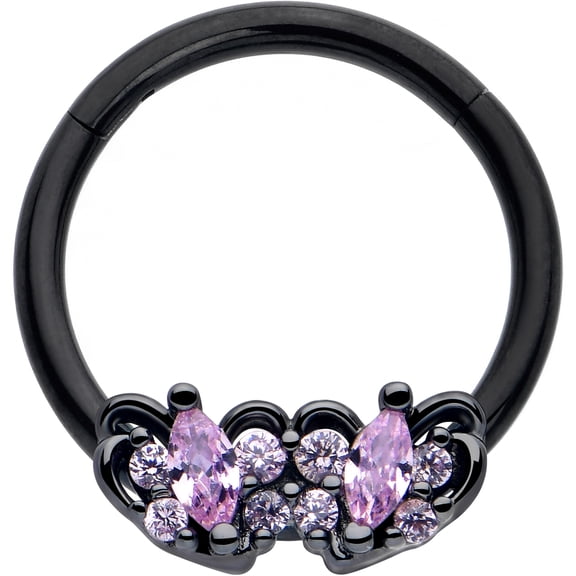 Body Candy 16G 10mm Black Looping Hearts Clicker Ring - Stainless Steel Segment Ring for Septum Cartilage Helix Daith Tragus Conch Helix Piercings Women Men Hypoallergenic