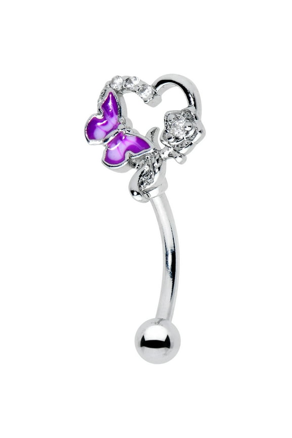 16G 316L Stainless Steel 8mm Eyebrow Jewelry Cartilage Conch Rook Butterfly Rose Flower Purple Eyebrow Ring 5/16