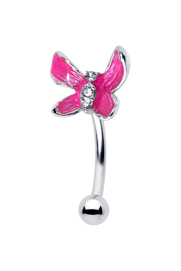 16G 316L Stainless Steel 8mm Eyebrow Jewelry Cartilage Conch Rook Chunky Butterfly Pink Eyebrow Ring 5/16